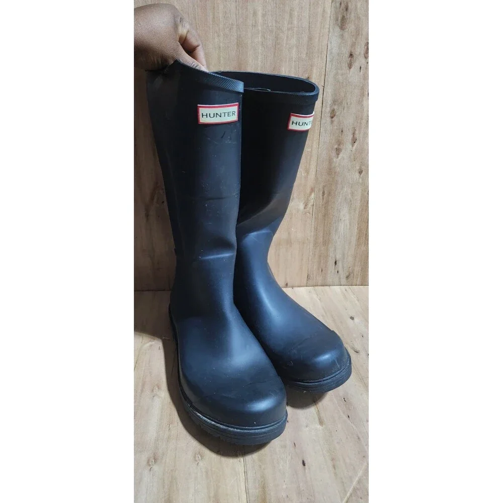 Hunter Men’s Original Tall Waterproof Pull On Rain Boots Black Size 13